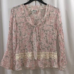 Robbie Bee Women’s Pleated Neck Tie Blouse